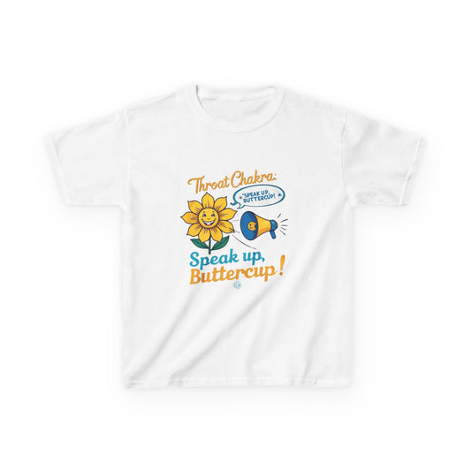 "Speak Up, Buttercup! – Chakra-Inspired Kids Tee"